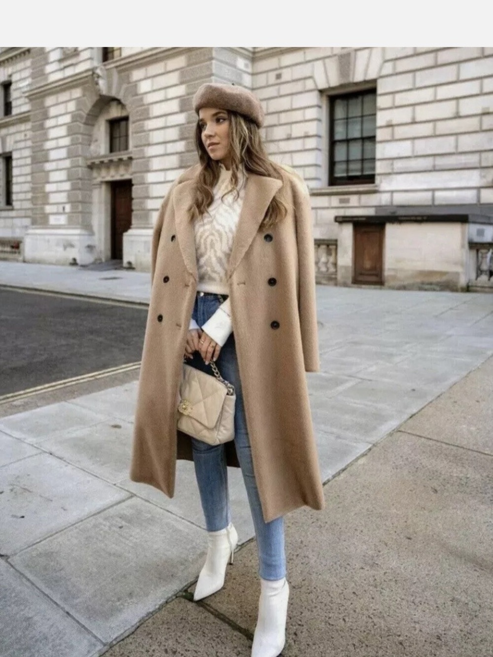 Zara Faux Fur Double Breasted Coat